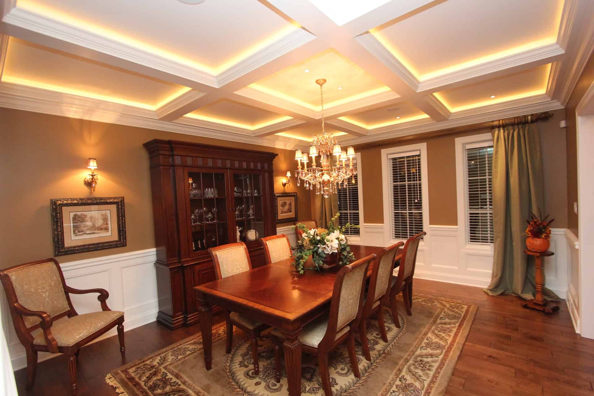 uplighting in dining room custom home build